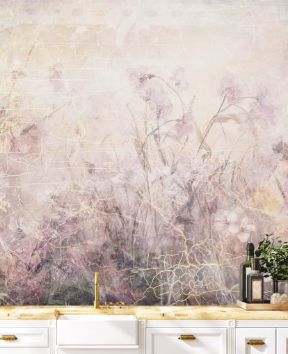 lila anpassningsbar blommig väggmålning som heter Distressed Lilac Florals av Rafal Kulik lila anpassningsbar blommig väggmålning som heter Distressed Lilac Florals av Rafal Kulik