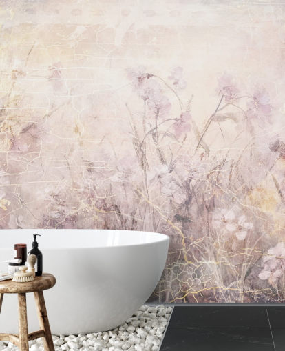 lila personalisierbares florales Wandbild namens Distressed Lilac Florals von Rafal Kulik