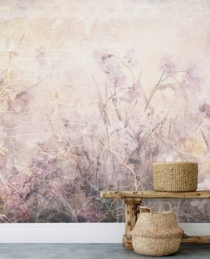 murale floreale viola personalizzabile chiamato Distressed Lilac Florals di Rafal Kulik murale floreale viola personalizzabile chiamato Distressed Lilac Florals di Rafal Kulik