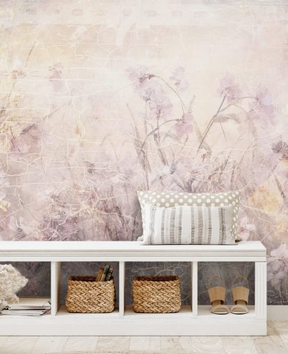 murale floreale viola personalizzabile chiamato Distressed Lilac Florals di Rafal Kulik murale floreale viola personalizzabile chiamato Distressed Lilac Florals di Rafal Kulik