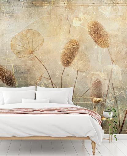 sepia brugerdefineret vintage tapetmaleri kaldet Distressed Reeds af Rafal Kulik