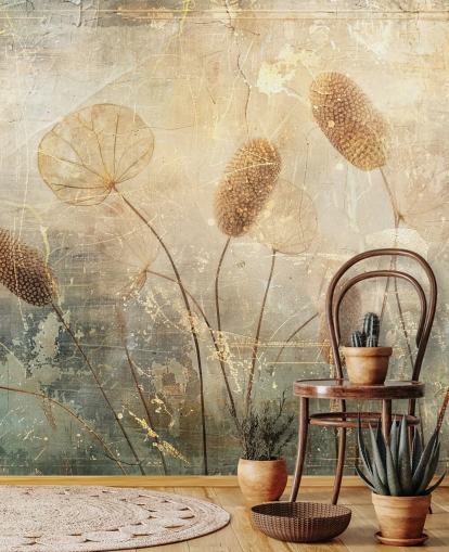 sepia tilpasset vintage tapetveggmaleri kalt Distressed Reeds av Rafal Kulik sepia tilpasset vintage tapetveggmaleri kalt Distressed Reeds av Rafal Kulik