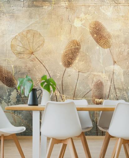 papier peint mural vintage personnalisé sépia appelé Distressed Reeds par Rafal Kulik