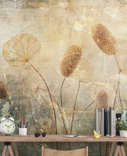 sepia tilpasset vintage tapetveggmaleri kalt Distressed Reeds av Rafal Kulik sepia tilpasset vintage tapetveggmaleri kalt Distressed Reeds av Rafal Kulik