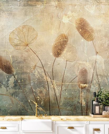 sepia custom vintage wallpaper mural called Distressed Reeds by Rafal Kulik sepia custom vintage wallpaper mural called Distressed Reeds by Rafal Kulik