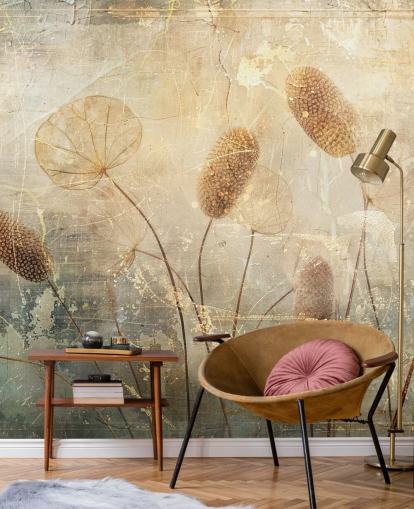 sepia brugerdefineret vintage tapetmaleri kaldet Distressed Reeds af Rafal Kulik sepia brugerdefineret vintage tapetmaleri kaldet Distressed Reeds af Rafal Kulik