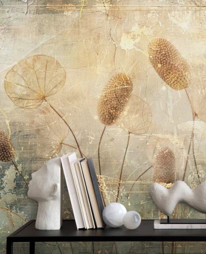 papier peint mural vintage personnalisé sépia appelé Distressed Reeds par Rafal Kulik