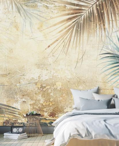 mural de parede de selva personalizável em sépia chamado Distressed Sepia Jungle II de Rafal Kulik