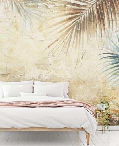 sepia aanpasbare jungle muurschildering genaamd Distressed Sepia Jungle II van Rafal Kulik