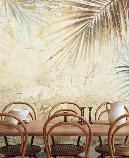 fresque murale de la jungle personnalisable en sépia appelée Distressed Sepia Jungle II par Rafal Kulik