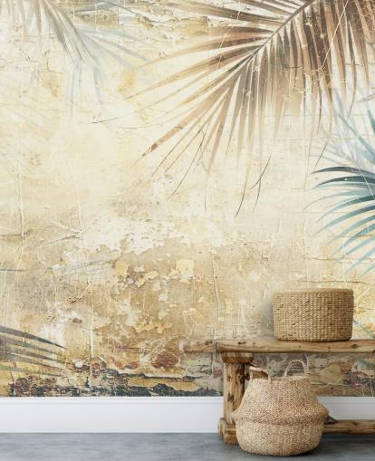 mural de pared de la jungla personalizable en sepia llamado Distressed Sepia Jungle II de Rafal Kulik