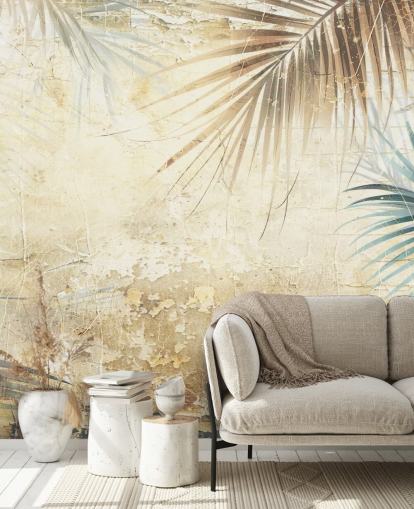 murale con giungla personalizzabile color seppia chiamato Distressed Sepia Jungle II di Rafal Kulik
