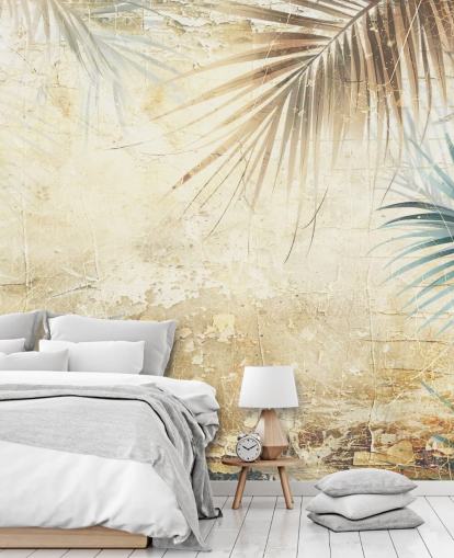 fresque murale de la jungle personnalisable en sépia appelée Distressed Sepia Jungle II par Rafal Kulik