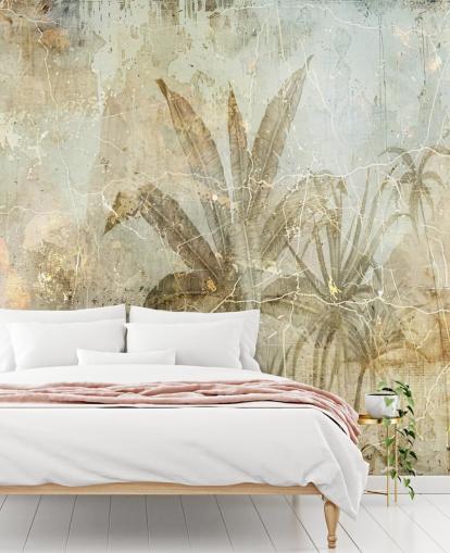 murale con giungla personalizzabile color seppia chiamato Distressed Sepia Jungle di Rafal Kulik