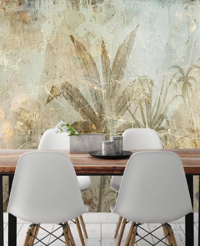 murale con giungla personalizzabile color seppia chiamato Distressed Sepia Jungle di Rafal Kulik murale con giungla personalizzabile color seppia chiamato Distressed Sepia Jungle di Rafal Kulik