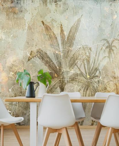 murale con giungla personalizzabile color seppia chiamato Distressed Sepia Jungle di Rafal Kulik murale con giungla personalizzabile color seppia chiamato Distressed Sepia Jungle di Rafal Kulik