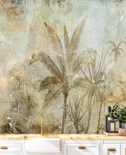 sepia anpassningsbar djungel väggmålning kallad Distressed Sepia Jungle av Rafal Kulik