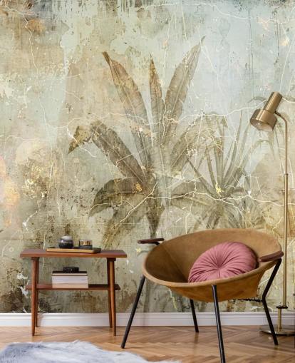 fresque murale de la jungle personnalisable en sépia appelée Distressed Sepia Jungle par Rafal Kulik