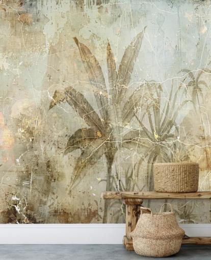 sepia customisable jungle wall mural called Distressed Sepia Jungle by Rafal Kulik