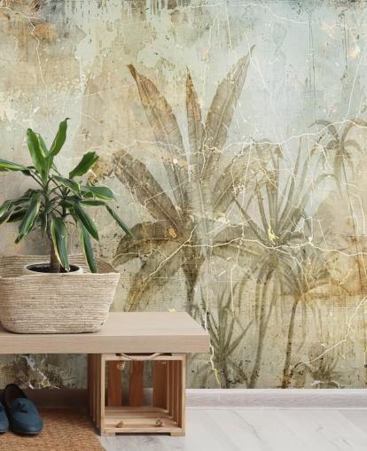 sepia customisable jungle wall mural called Distressed Sepia Jungle by Rafal Kulik