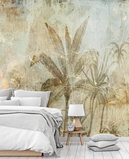fresque murale de la jungle personnalisable en sépia appelée Distressed Sepia Jungle par Rafal Kulik