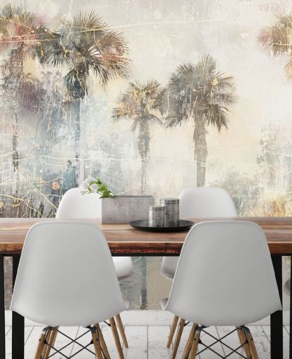 tilpasselig vintage jungle vægmaleri kaldet Distressed Tropical Palm Trees II af Rafal Kulik tilpasselig vintage jungle vægmaleri kaldet Distressed Tropical Palm Trees II af Rafal Kulik