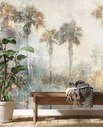 mural de parede vintage personalizável chamado Distressed Tropical Palm Trees II de Rafal Kulik mural de parede vintage personalizável chamado Distressed Tropical Palm Trees II de Rafal Kulik