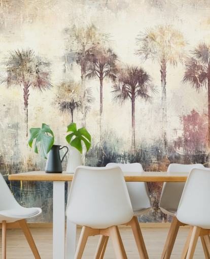 personalisierbares Palmen-Tapeten-Wandbild namens Distressed Tropical Palm Trees von Rafal Kulik
