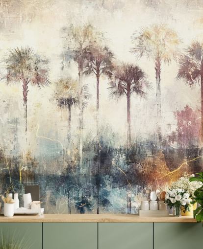 Rafal Kulikin mukautettava palmujen taustakuvamaalaus nimeltään Distressed Tropical Palm Trees