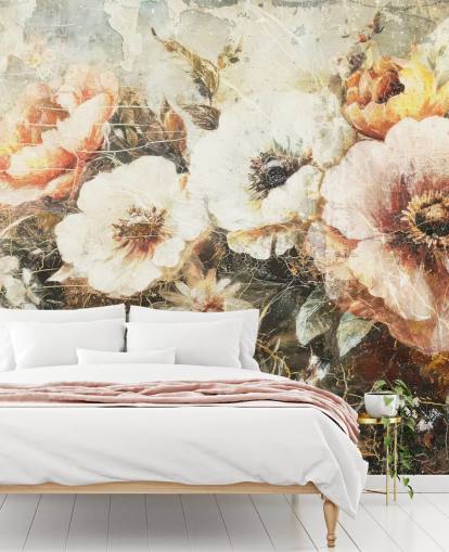 papier peint mural vintage personnalisable appelé Distressed Vintage Florals II par Rafal Kulik