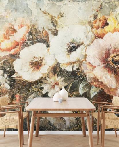 mural de papel pintado vintage personalizable llamado Distressed Vintage Florals II de Rafal Kulik