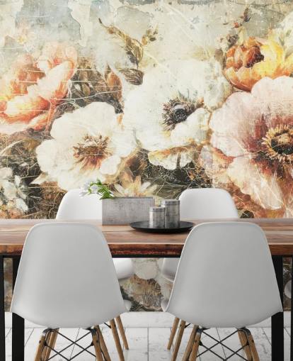 Rafal Kulikin mukautettava vintage-taustakuvamaalaus nimeltään Distressed Vintage Florals II