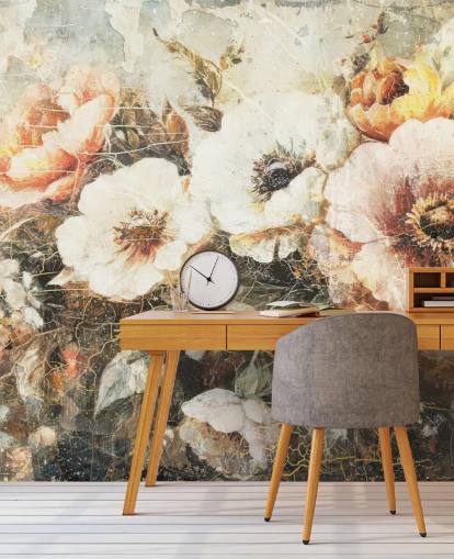 anpassningsbar vintage tapetväggmålning som heter Distressed Vintage Florals II av Rafal Kulik anpassningsbar vintage tapetväggmålning som heter Distressed Vintage Florals II av Rafal Kulik