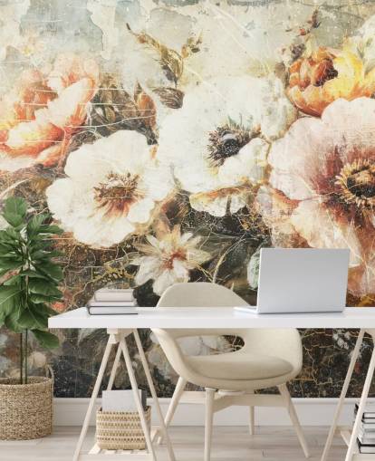 personalisierbares Vintage-Tapeten-Wandbild namens Distressed Vintage Florals II von Rafal Kulik