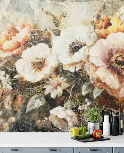 papier peint mural vintage personnalisable appelé Distressed Vintage Florals II par Rafal Kulik