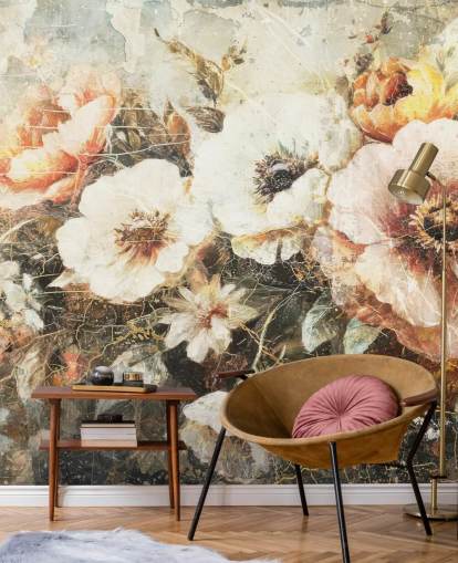 anpassningsbar vintage tapetväggmålning som heter Distressed Vintage Florals II av Rafal Kulik anpassningsbar vintage tapetväggmålning som heter Distressed Vintage Florals II av Rafal Kulik