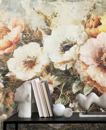 anpassningsbar vintage tapetväggmålning som heter Distressed Vintage Florals II av Rafal Kulik