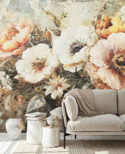 Rafal Kulikin mukautettava vintage-taustakuvamaalaus nimeltään Distressed Vintage Florals II