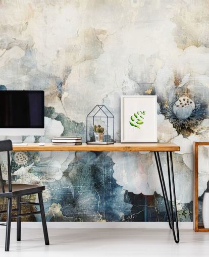 white custom floral wallpaper mural called Distressed White Florals II by Rafal Kulik white custom floral wallpaper mural called Distressed White Florals II by Rafal Kulik