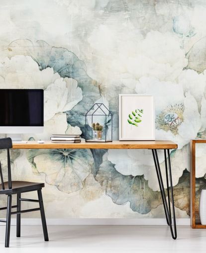 murale floreale bianco personalizzabile chiamato Distressed White Florals III di Rafal Kulik murale floreale bianco personalizzabile chiamato Distressed White Florals III di Rafal Kulik