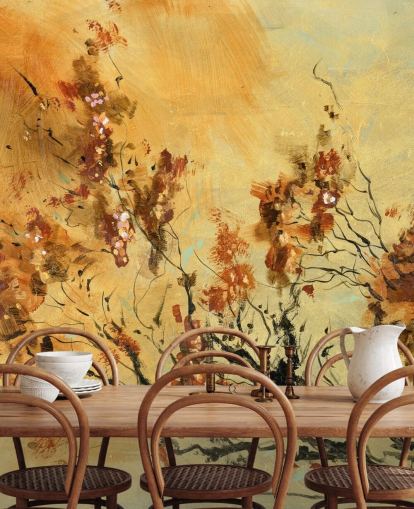 fresque murale personnalisée orange et rouge appelée Cluster of Petals par Anne Farrall Doyle pour les salons et les salles à manger fresque murale personnalisée orange et rouge appelée Cluster of Petals par Anne Farrall Doyle pour les salons et les salles à manger