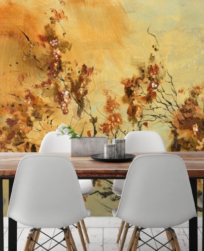 orange and red custom wall mural called Cluster of Petals by Anne Farrall Doyle for living rooms and dining rooms