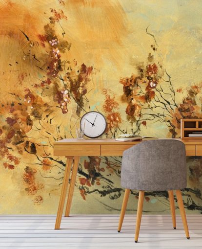 orange and red custom wall mural called Cluster of Petals by Anne Farrall Doyle for living rooms and dining rooms