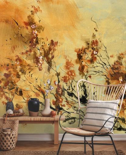 orange and red custom wall mural called Cluster of Petals by Anne Farrall Doyle for living rooms and dining rooms