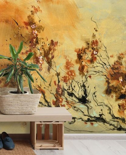 fresque murale personnalisée orange et rouge appelée Cluster of Petals par Anne Farrall Doyle pour les salons et les salles à manger fresque murale personnalisée orange et rouge appelée Cluster of Petals par Anne Farrall Doyle pour les salons et les salles à manger