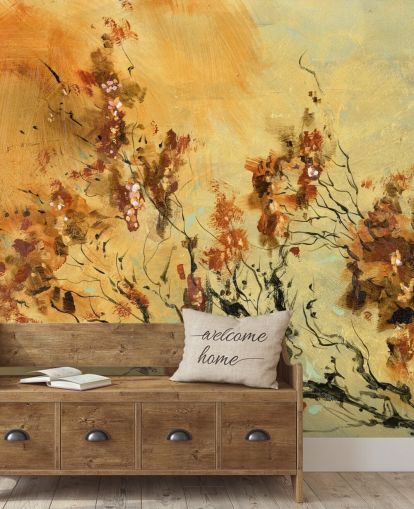 orange and red custom wall mural called Cluster of Petals by Anne Farrall Doyle for living rooms and dining rooms