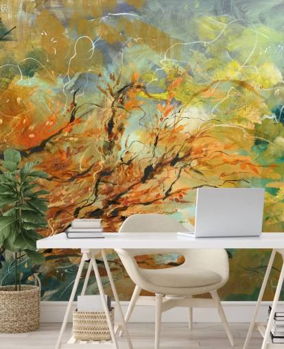 murale astratto personalizzabile arancione e grigio chiamato Shimmering Rays di Anne Farrall Doyle murale astratto personalizzabile arancione e grigio chiamato Shimmering Rays di Anne Farrall Doyle