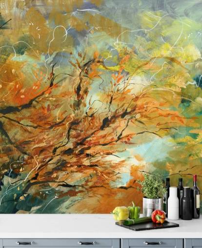 orange and gray customizable abstract mural called Shimmering Rays by Anne Farrall Doyle orange and gray customizable abstract mural called Shimmering Rays by Anne Farrall Doyle