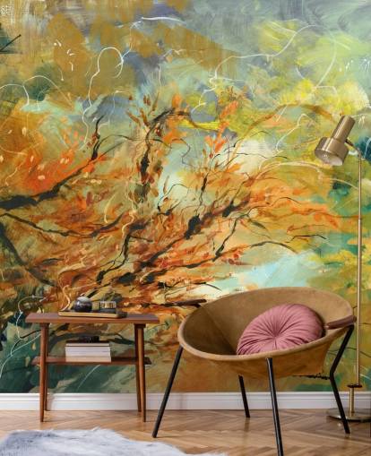 orange and grey customisable abstract mural called Shimmering Rays by Anne Farrall Doyle orange and grey customisable abstract mural called Shimmering Rays by Anne Farrall Doyle