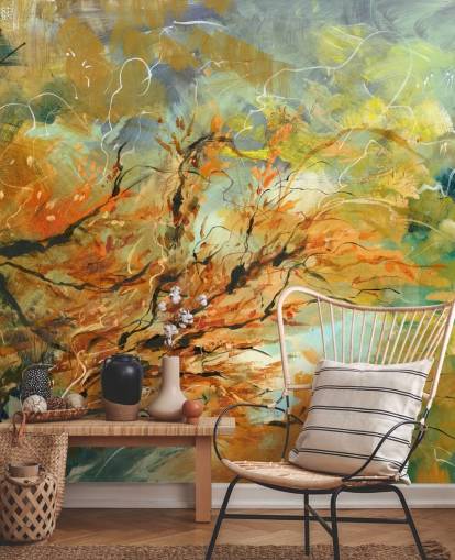 murale astratto personalizzabile arancione e grigio chiamato Shimmering Rays di Anne Farrall Doyle murale astratto personalizzabile arancione e grigio chiamato Shimmering Rays di Anne Farrall Doyle